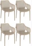 Garden Impressions Siesta Exclusive Air XL design tuinstoel taupe 4 stuks