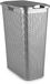 Plasticforte Smalle Wasmand met deksel Rotan - zilvergrijs - gevlochten kunststof - 48 liter - 27x46x60 cm