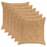 vidaXL - Kussensloop - 6 stuks - Houten - Taupe - 80 x 80 cm - Nep Konijnenbont