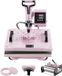 Merkloos Sublimatie Transferpers Heat Press - 5-in-1 T-shirtpers - Plaat 38 x 30 cm - Zwenkarm 360° - Digitale Temperatuur & Minuterie - Met 30 oz Tumblerpers - Roze