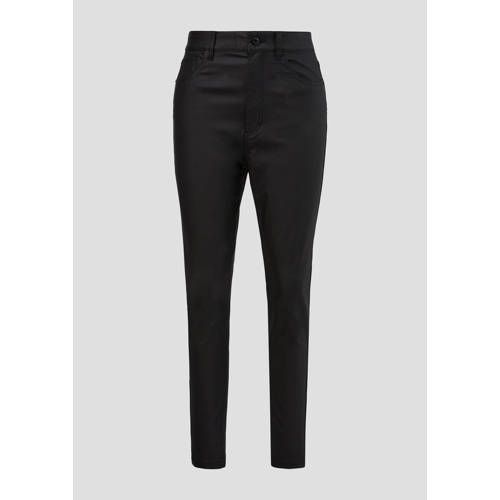 Q/S by s.Oliver Coated High Waist Slim Fit Trousers Black