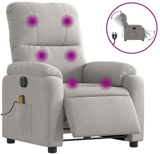 vidaXL Massagestoel elektrisch verstelbaar microvezelstof lichtgrijs