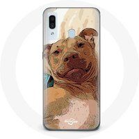 Maniacase Hoesje voor Samsung Galaxy A40 American Pit Bull Terrier Bruin