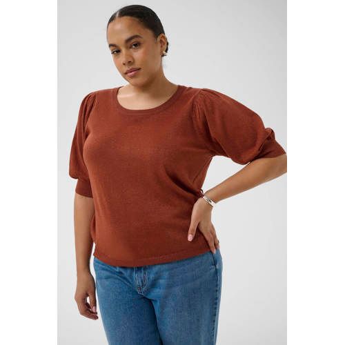 Kaffe Curve Icecat Kaffe Curve glitter top roodbruin