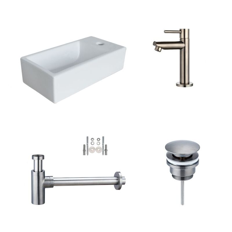 Badkamerplanet Fonteinset Pax Gun Metal 40x20x10,5 cm - Keramiek - Kraangat Links