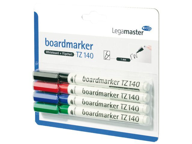 legamaster Viltstift LM TZ140 whiteboard rond assorti 1mm 4stuks blis