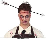 Fiestas Guirca Kunststof haarband - diadeem met pijl door hoofd - 50 cm - Halloween verkleed accessoires