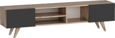 Merkloos TV Kast Henk - 160x31x40 cm - Eiken en zwart - Spaanplaat en Kunststof - Modern Design