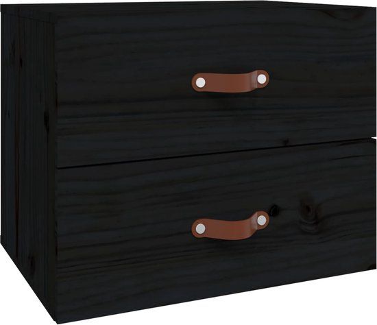 vidaXL Nachtkastje wandgemonteerd 50x36x40 cm zwart