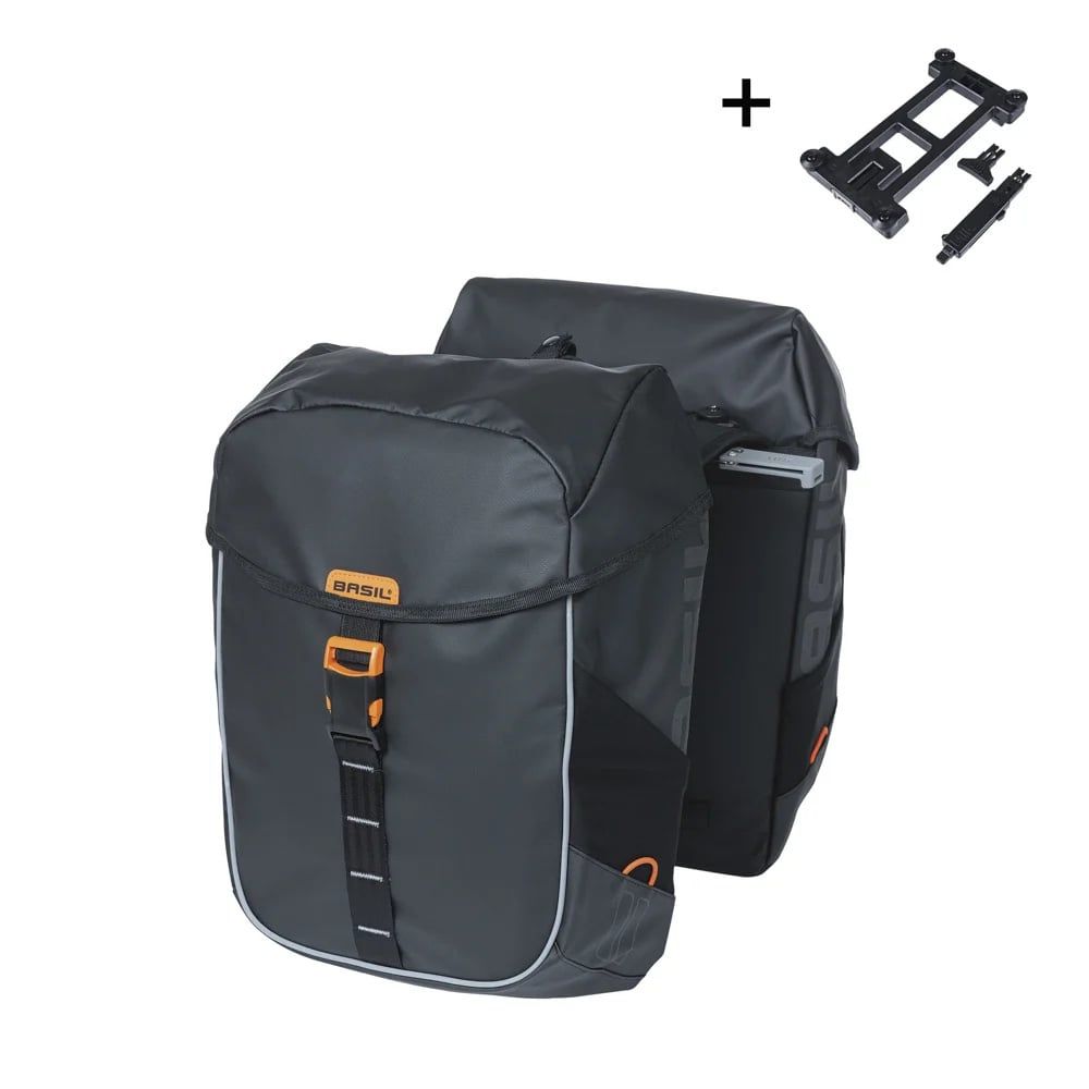 Basil Miles Tarpaulin dubbele tas MIK - 34L, zwart/oranje
