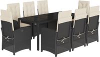 vidaXL 9-delige Tuinset Poly Rattan Zwart en Crème