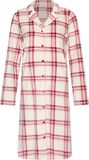 Pastunette Nachthemd Alpine Creme Doorknoop Velours Fleece Creme/Rood Geruit Maat 38
