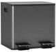 Poubelle - Poubelle double - 2 x 15 litres - Avec commande au pied - Inox et plastique - Facile à nettoyer - Noir