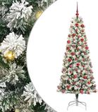 vidaXL Kunstmatige Hinged Kerstboom 300 LED's Groen en Wit 180 cm