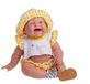 JC Toys Lola Lemon Twist pop van zacht vinyl, 36 cm, glimlachend gezicht, zittende pop, kleding bedrukt vichy en sandalen, meisjes, gemaakt in Spanje, vanaf 2 jaar
