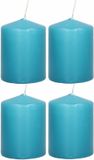 Trend Candles Cilinderkaars/stompkaars - 6x - turquoise - 6 x 8 cm - 29 branduren