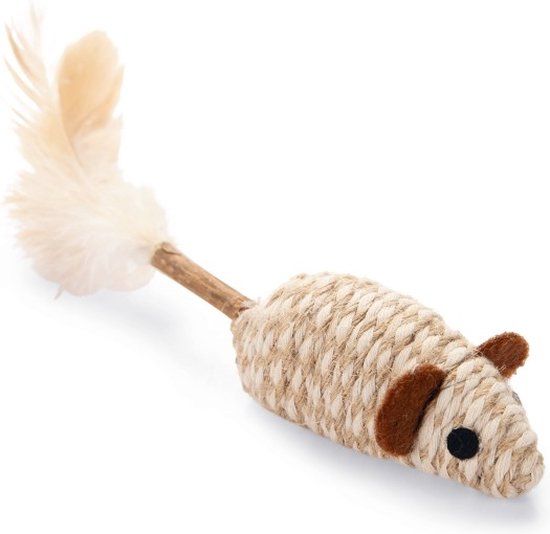 Beeztees Catnip Matatabi Muis - Kattenspeelgoed - 12 cm - Beige Bruin