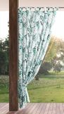 Eurofirany Tuingordijn met lusgordijn, 1 stuks, afneembare lussen, zonwering, inkijkbescherming, winddicht, waterdicht, voor paviljoen, terras, pergola, 155x200 cm, groene opdruk