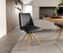DELIFE Chaise de salle à manger Elso-Flex Cuir véritable Noir Cadre en bois Anguleux Pivotant à 360°