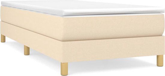 vidaXL Boxspring met matras stof crèmekleurig 90x200 cm