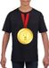 Bellatio Decorations Shoppartners Bv Gouden medaille kampioen shirt zwart jongens en meisjes - Winnaar shirt Nr 1 kinderen 158/164