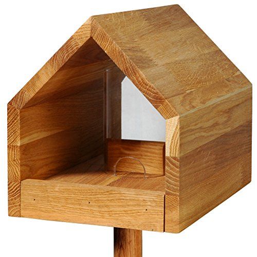 Luxus Vogelvoederhuis - Eiken - Zadeldak - Voederbak & Dispenser