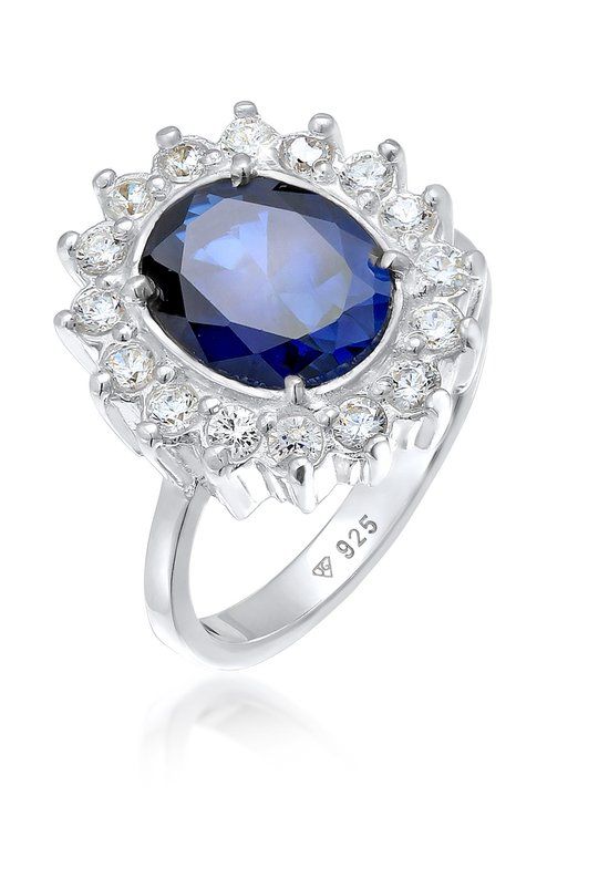 Elli Dames Ring Cocktail Koninklijk Blauw Zilver 925 Sterling Zilver 17.25 mm