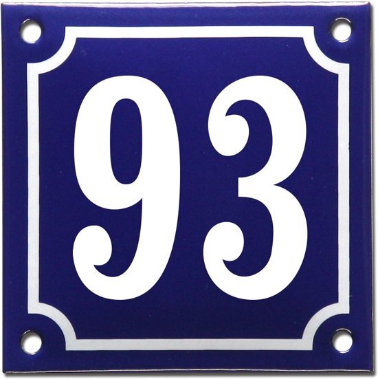 EmailleDesignÂ® Emaille huisnummer blauw/wit nr. 93