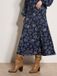 Apricot Midi-rok met A-lijn en folkloristische bloemenprint Marine