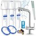 Ari Robinet de cuisine 3 voies Venom en acier inoxydable avec douchette extractible et système de filtration d'eau Aquaphor