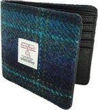Heren Portemonnee Mull Blauw en Turquoise Geruit - Harris Tweed - Glen Appin of Scotland
