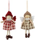 Decoris kersthanger engel polyester decoratie kerstboom 13x7x3cm.