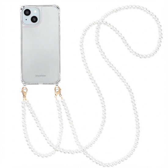 imoshion Hoesje - Geschikt voor Apple iPhone 15 - Backcover met koord + armband - Parels 2.0 - Parels