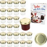 MamboCat Set van 25 glazen weckpotten, 125 ml, met gouden deksel