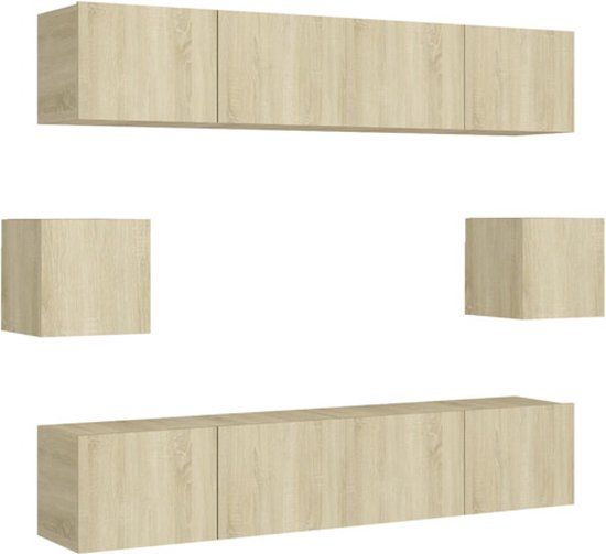 vidaXL 6-delige Tv-meubelset bewerkt hout sonoma eikenkleurig