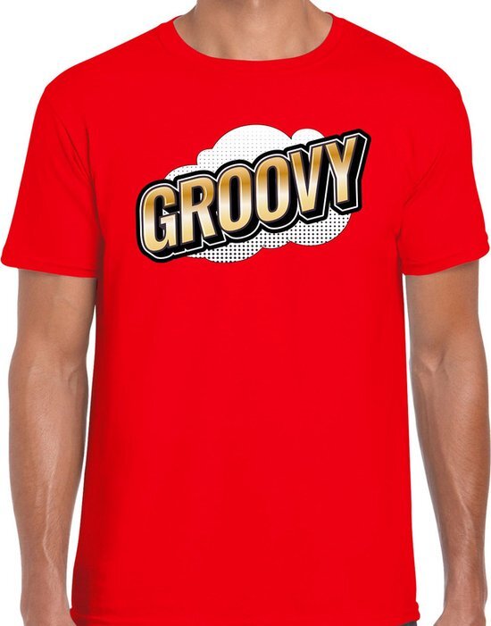 Bellatio Decorations Groovy fun tekst t-shirt voor heren rood in 3D effect 2XL