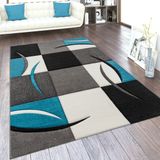 Paco Home Vloerkleed Woonkamer Ruitpatroon Turquoise 160x230 cm