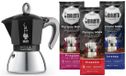Bialetti Moka Inductie Noir - 4-kops - 150ml + Koffie Proefpakket 3 x 250gr