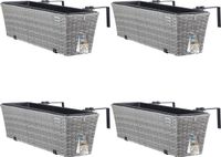 Casaria Polyrattan Balkon Plantenbak - 4 Stuks a 11 Liter – Grijs