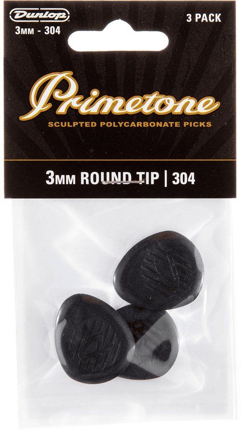 477P304 Jim Dunlop Primetone 304 Round Tip Plectrum - 3.00 mm - 3-pack