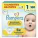 Pampers Premium Protection Couches Taille 1 x180 + 10 Lingettes Bébé