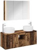 vidaXL Badkamerkast - set - 4 - st - Oud - hout - Bewerkt - hout