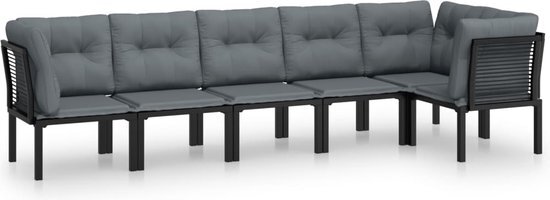 vidaXL 6-delige Loungeset poly rattan zwart en grijs