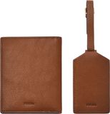 FOSSIL Gift Set Passport Case and Luggage Tag Brown