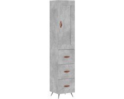 vidaXL Hoge kast 34,5x34x180 cm bewerkt hout betongrijs