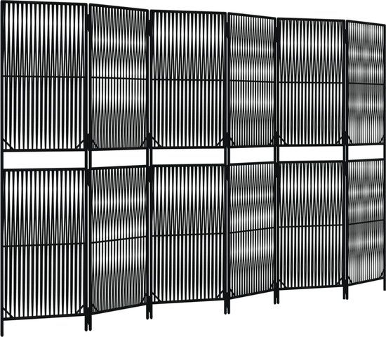 vidaXL Kamerscherm 6 panelen poly rattan zwart