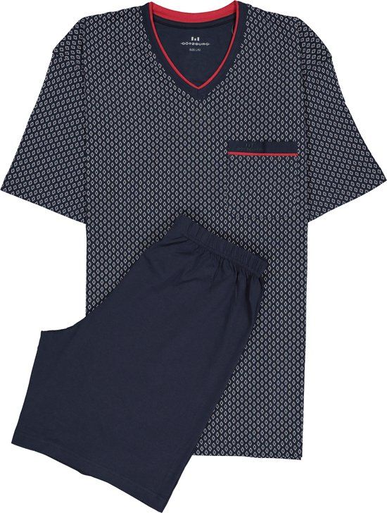 Götzburg Heren Shortama Blauw met Rood en Wit Dessin