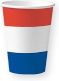 Merkloos / Sans marque Holland vlag rood wit blauw kleur wegwerp drinkbekers - 20x stuks - 200 ml - Nederland thema versiering - karton
