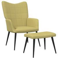 vidaXL Relaxstoel met voetenbank stof groen