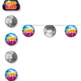 Disco eighties thema decoratie slinger set van 2x stuks - discoballen - karton